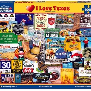 WHITE PUZZLE I Love Texas 1000 Piece Puzzle